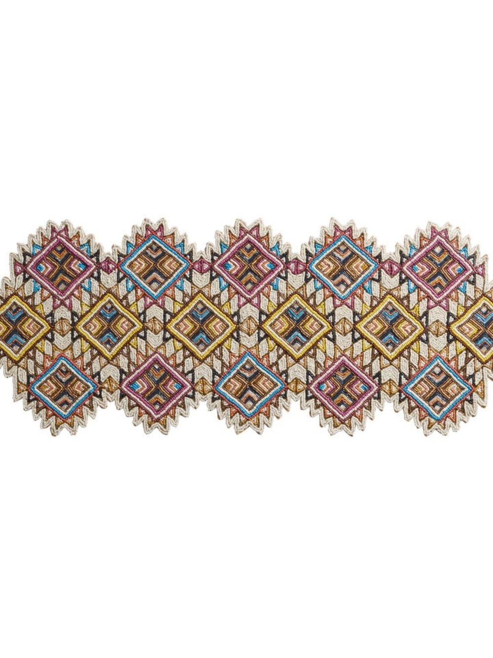World Market Hand Beaded Geometric Table Runner Multicolor 13x36 Boho Global NWT - Picture 11 of 11